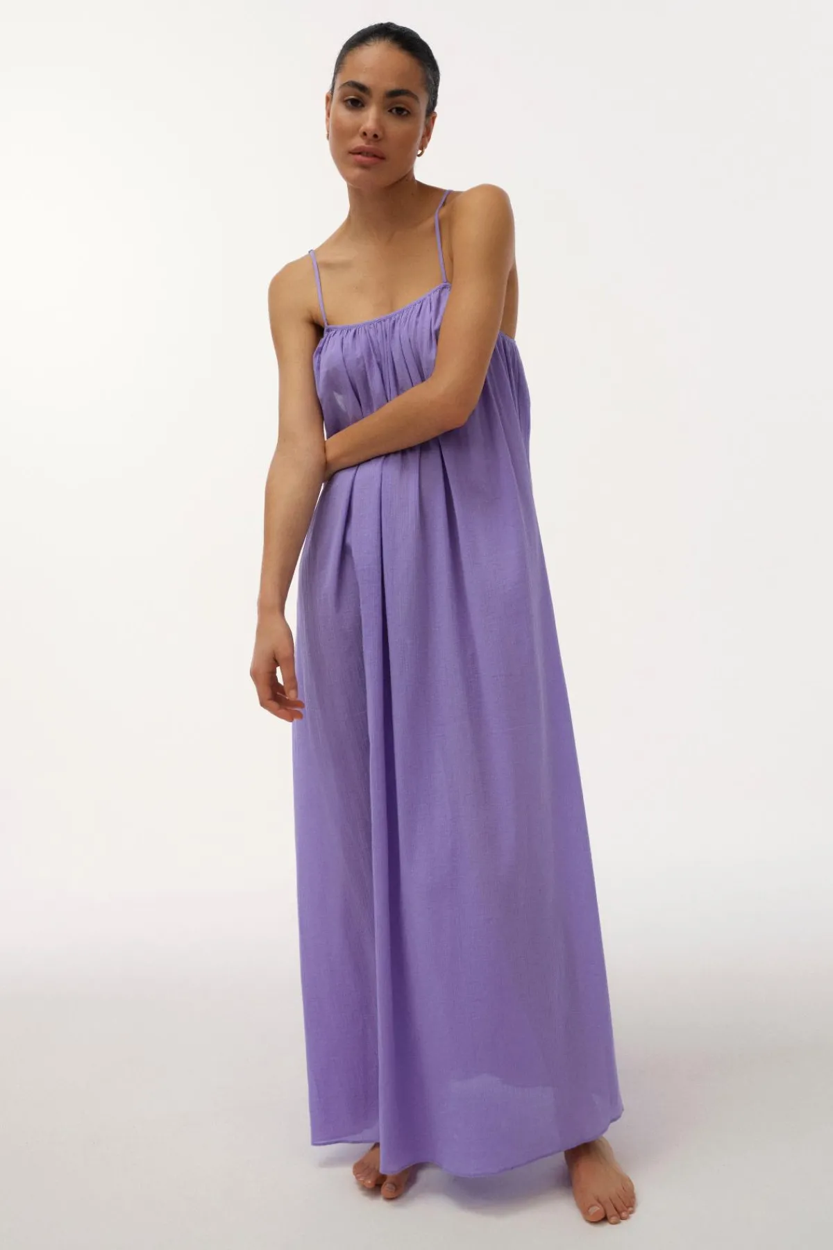 Love Stories Apricot Langes luftiges Sommerkleid Flieder New