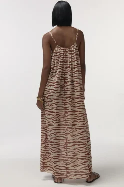 Love Stories Apricot Langes, luftiges Sommerkleid Braun Fashion