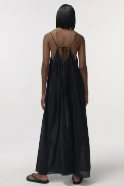Love Stories Apricot Langes, luftiges Sommerkleid Schwarz Discount