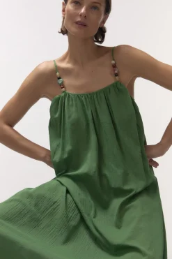 Love Stories Apricot Langes, luftiges Sommerkleid Grün Fashion