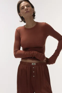 Love Stories Elle Langärmliges Netzoberteil Braun Fashion
