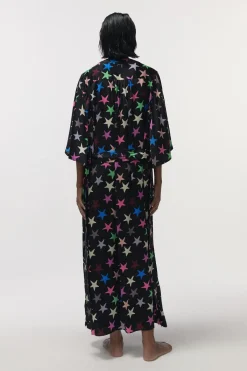 Love Stories Laura Eleganter langer Morgenmantel Schwarz Clearance