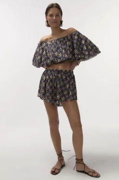 Love Stories Leonardo Bedruckte Shorts mit hoher Taille Blau Online