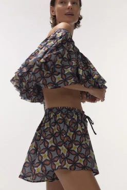 Love Stories Leonardo Bedruckte Shorts mit hoher Taille Blau Online
