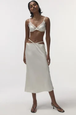Love Stories Mia Eleganter Rock mit mittlerer Taille Weiß Discount