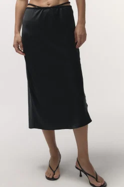 Love Stories Mia Eleganter Rock mit mittlerer Taille Schwarz Outlet