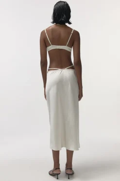 Love Stories Mia Eleganter Rock mit mittlerer Taille Weiß Discount