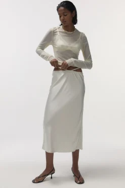 Love Stories Mia Eleganter Rock mit mittlerer Taille Weiß Discount