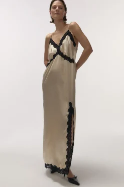 Love Stories Mist Seidiges Slip-Kleid Off-White Sale
